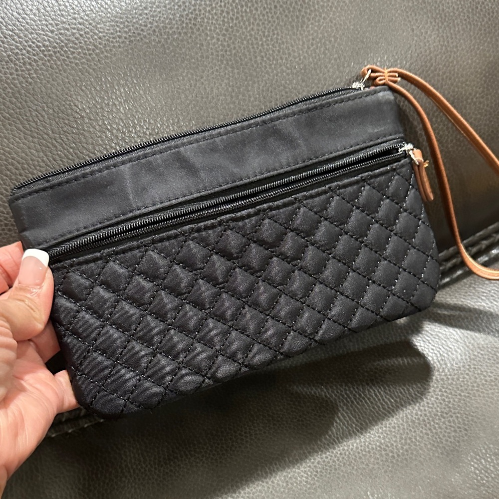 Black Quilted Wristlet Clutch